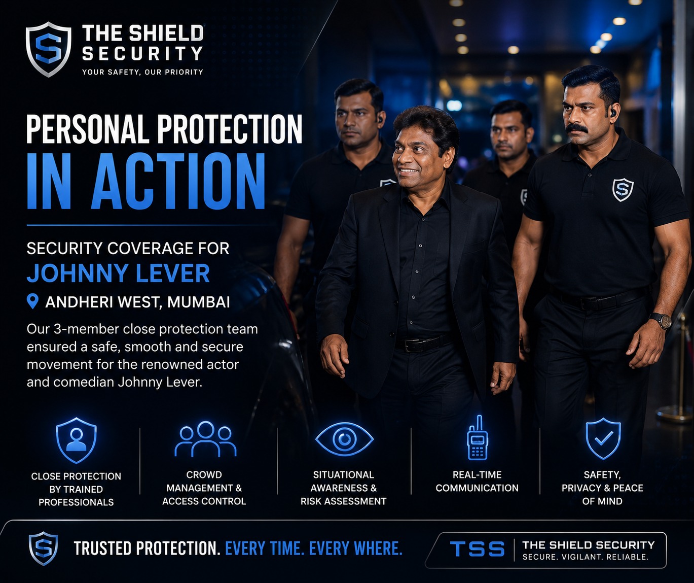 Celebrity Personal Protection for Johnny Lever in Andheri